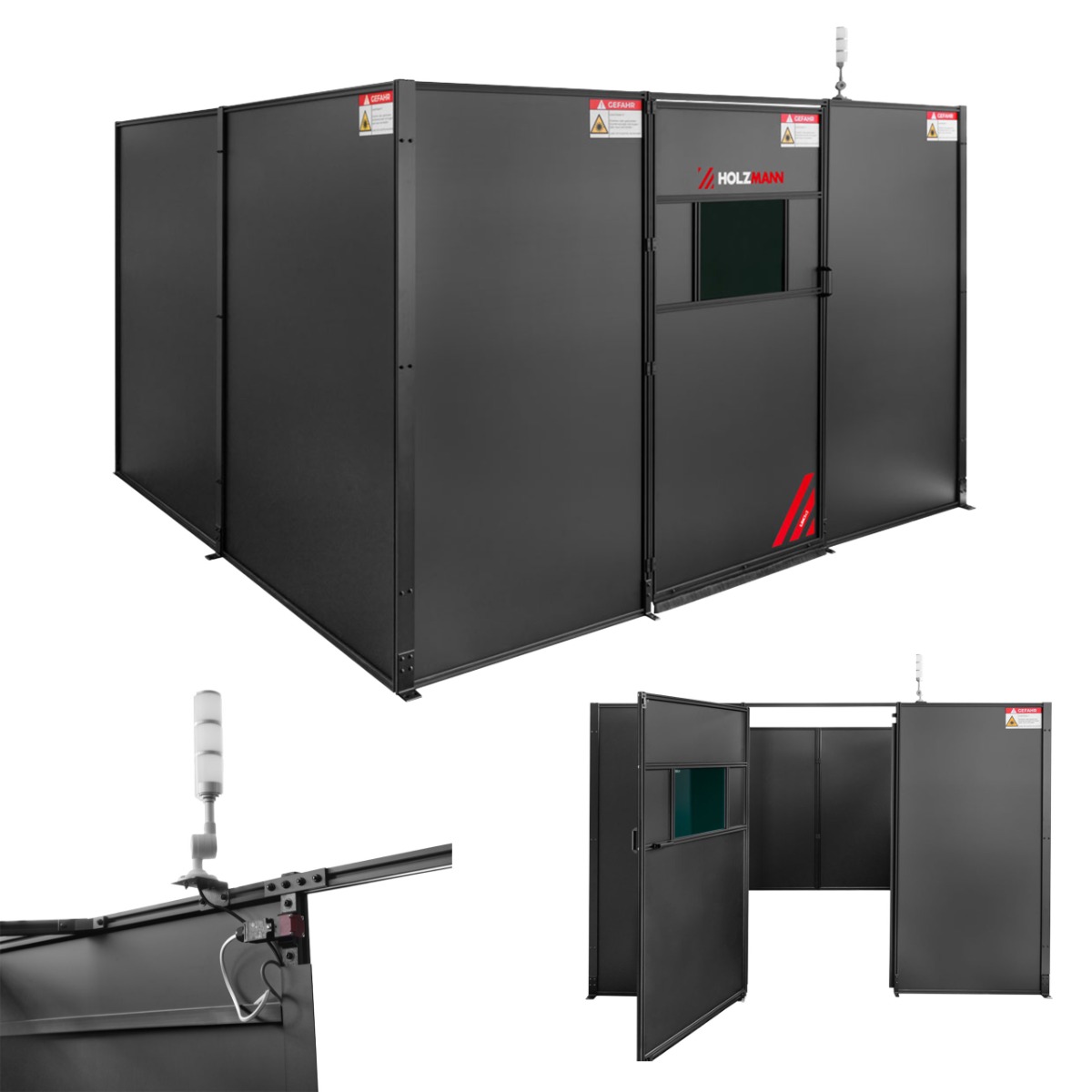 Kabina ochronna do spawania, czyszczenia laserowego, zabudowa stanowiska spawalniczego, laserowego, lasera, cela 3x3m Holzmann LSK3x3